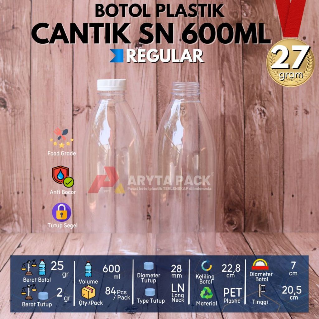 Botol plastik PET 600ml cantik minuman jus susu kopi tutup SN warna-warni - GROSIR