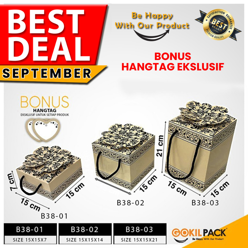 

GOKILPACK - Clover Box Flower Brown - Wadah Box toples 500 Gram Mewah - B38