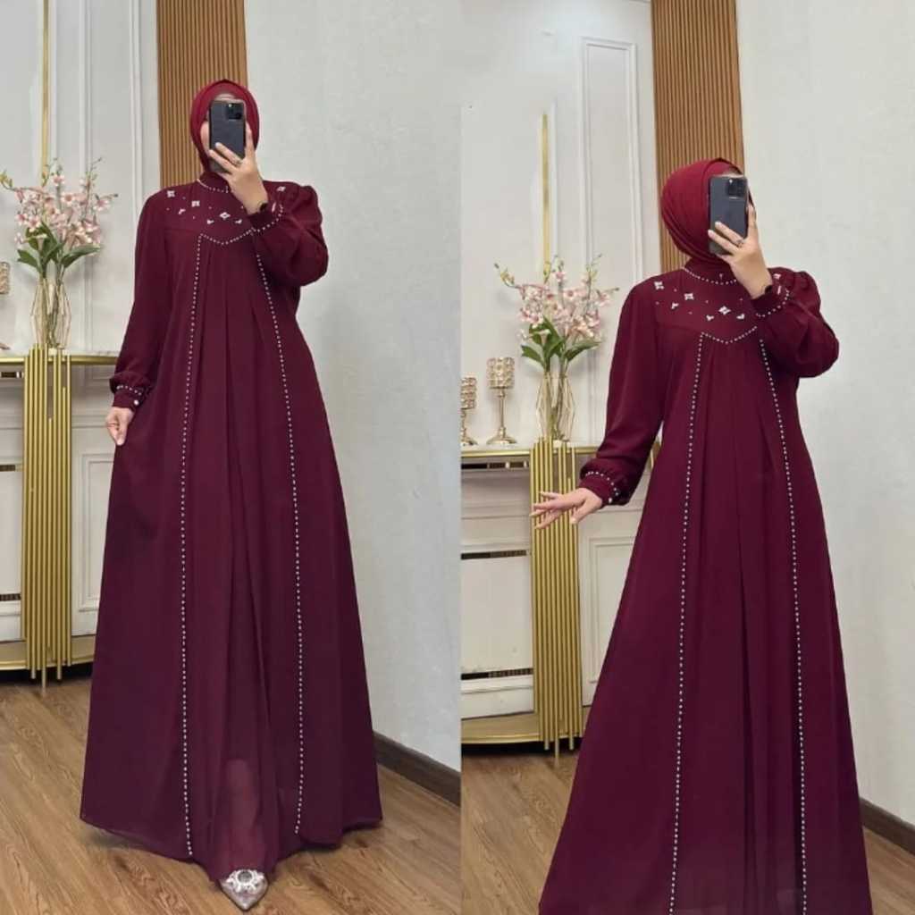ALYA DRESS GAMIS PAYET MUTIARA ELEGAN GAMIS SIMPLE MEWAH GAMIS PESTA GAMIS KONDANGAN OOTD HIJAB
