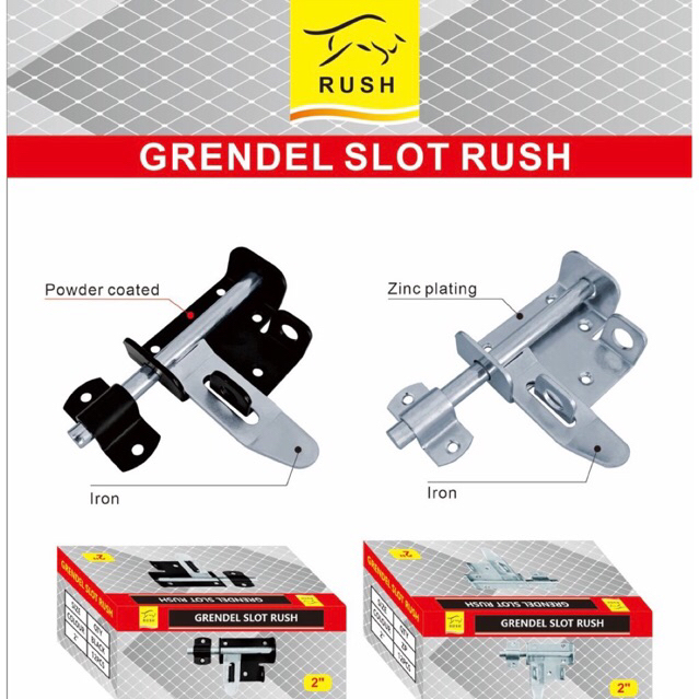 GRENDEL SLOT RUSH 3.5” gerendel LAS pintu BESI gembok zinc asli TEBAL BAGUS 9 cm  jendela 3-1/2"inci