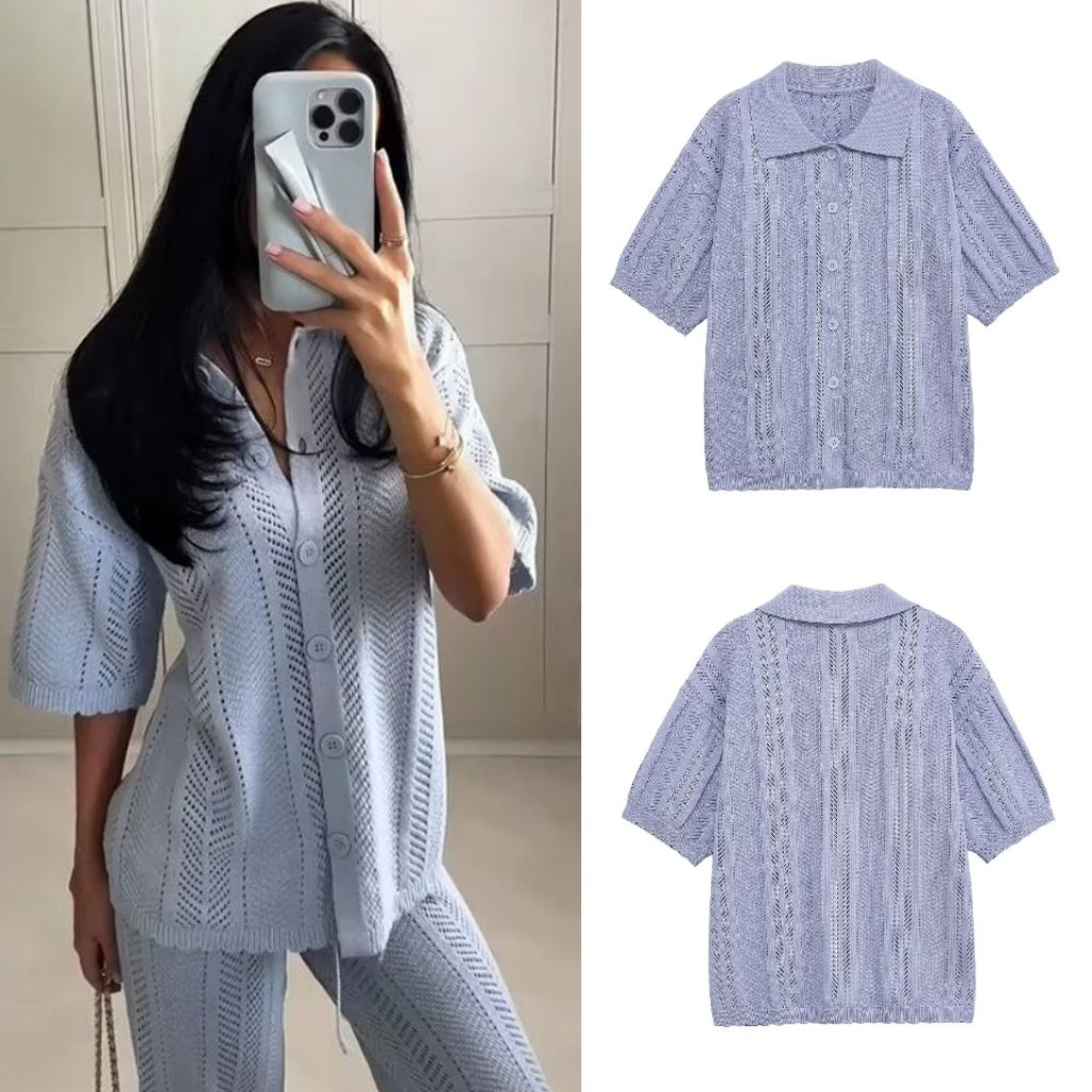 Blue Knit Blouse  78275 (VZ)