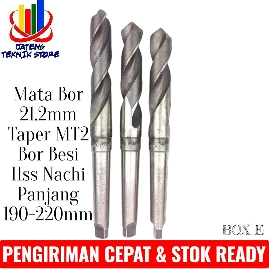 Mata Bor 21.2mm Taper MT2 Bor Besi Hss Nachi Panjang 190-220mm