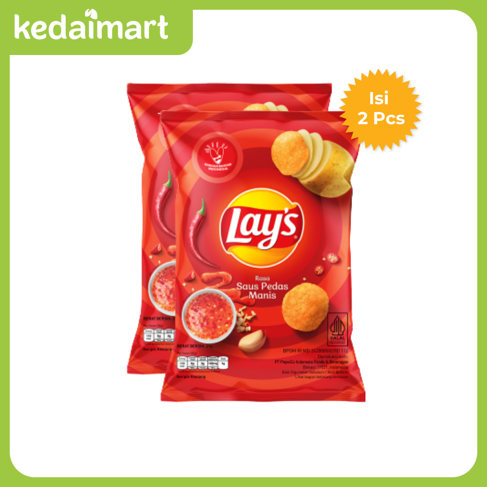 

Lays Keripik Kentang Rasa Saus Pedas Manis 31 Gram X 2 Pcs