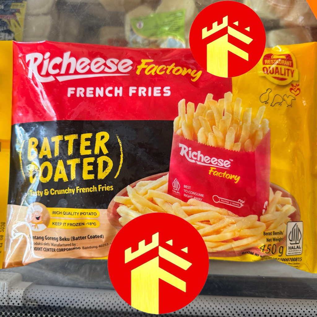 

KENTANG RICHEESE SHOESTRING BATTER COATED 450 GR FRENCH FRIES BATTER COATED KENTANG GORENG SHOESTRING RICHEESE 450 GR