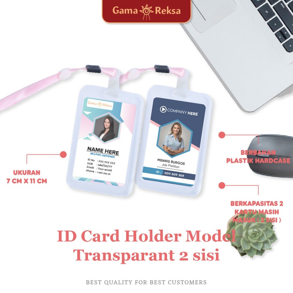 

LANYARD READY STOK Name Tag Plastik Transparant Bening / ID Card Holder Plastik