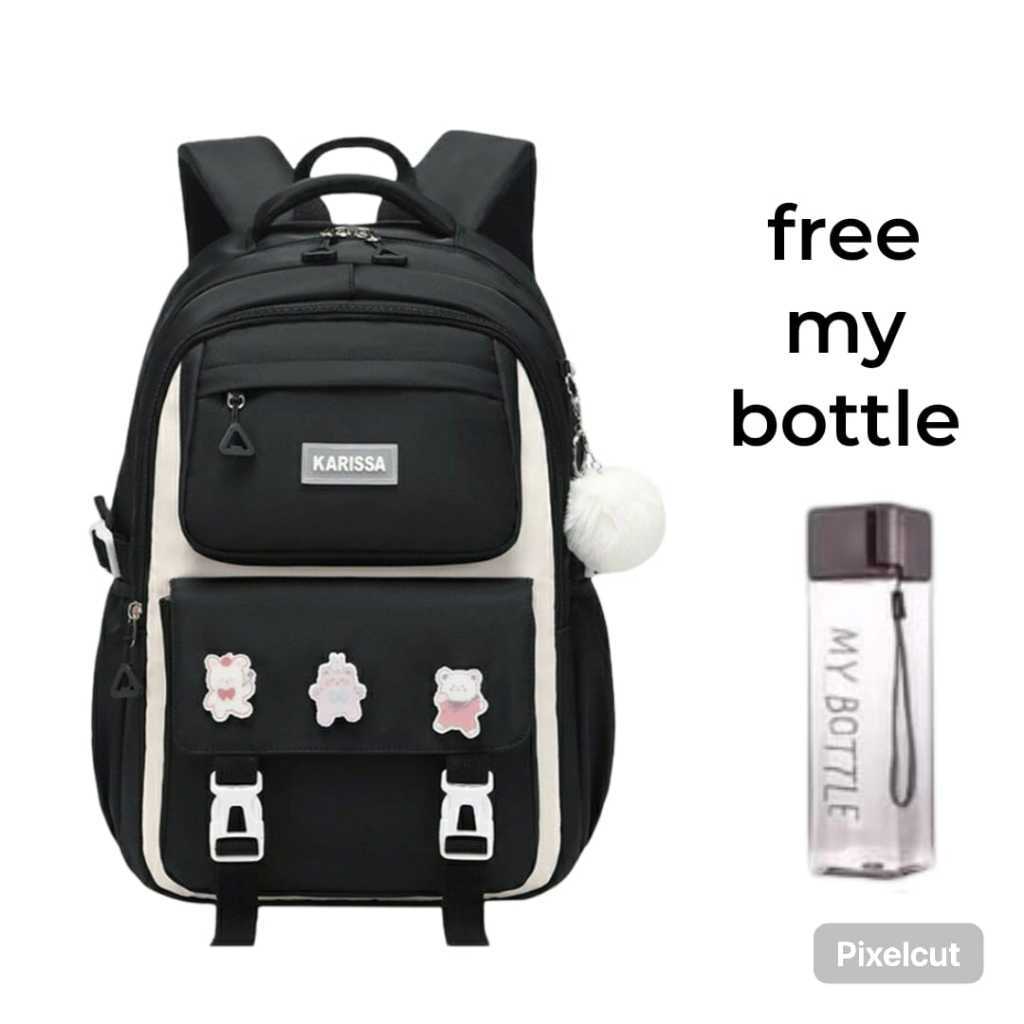 Tas Ransel Sekolah Remaja Wanita Pria Model Lucu Karakter Boneka Korea Trendy Muat Laptop Banyak Kom