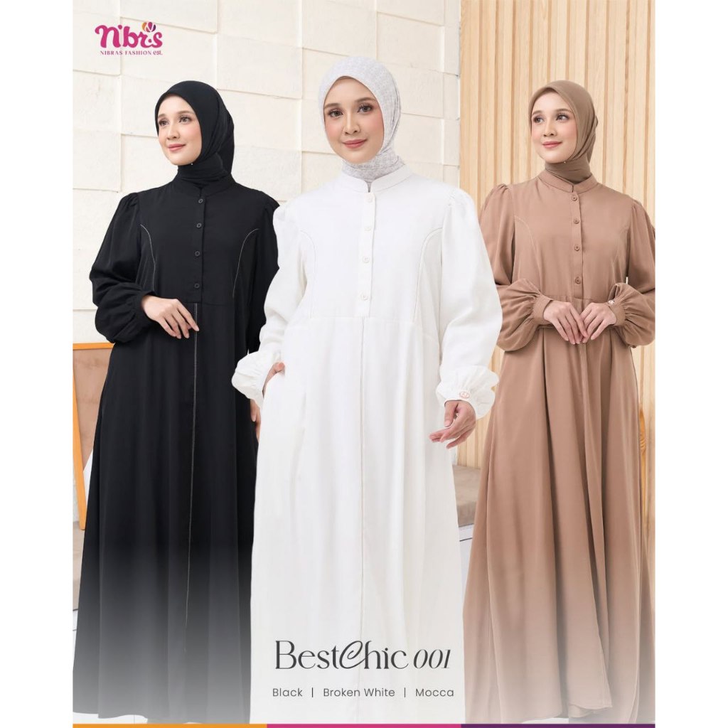 BESTCHIC 001 Nibras Gamis Syar'i Wanita Terbaru Fashion Muslimah Gamis Dress Rayon