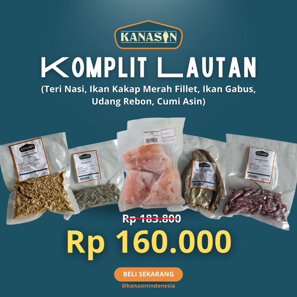 

[Instan Only] KANASIN Paket Komplit Lautan (Teri Nasi, Kakap Merah Fillet, Ikan Gabus, Udang Rebon, Cumi Asin)