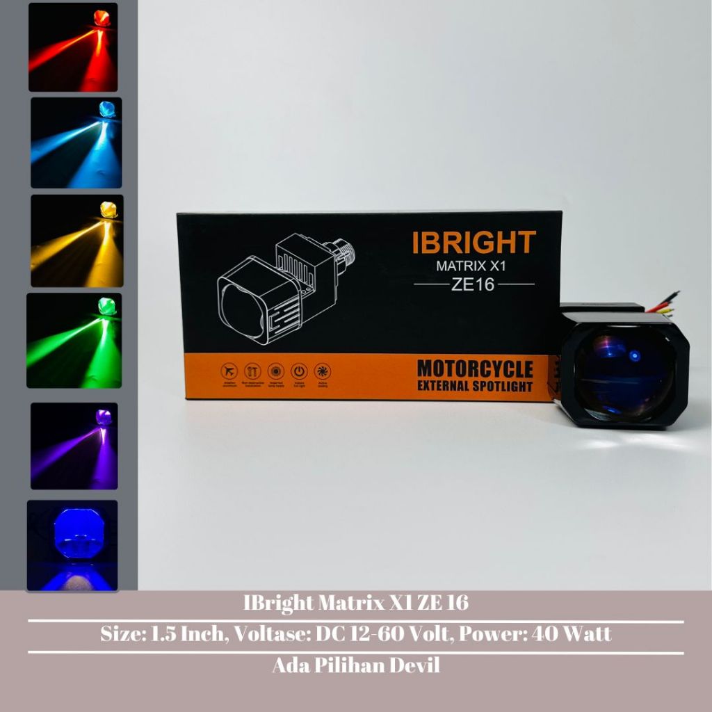 IBRIGHT Tipe ZE16 Projector Biled Matrix X1 1.5 Inch Kipas Pendingin 3 Warna All Weather Blue Lens