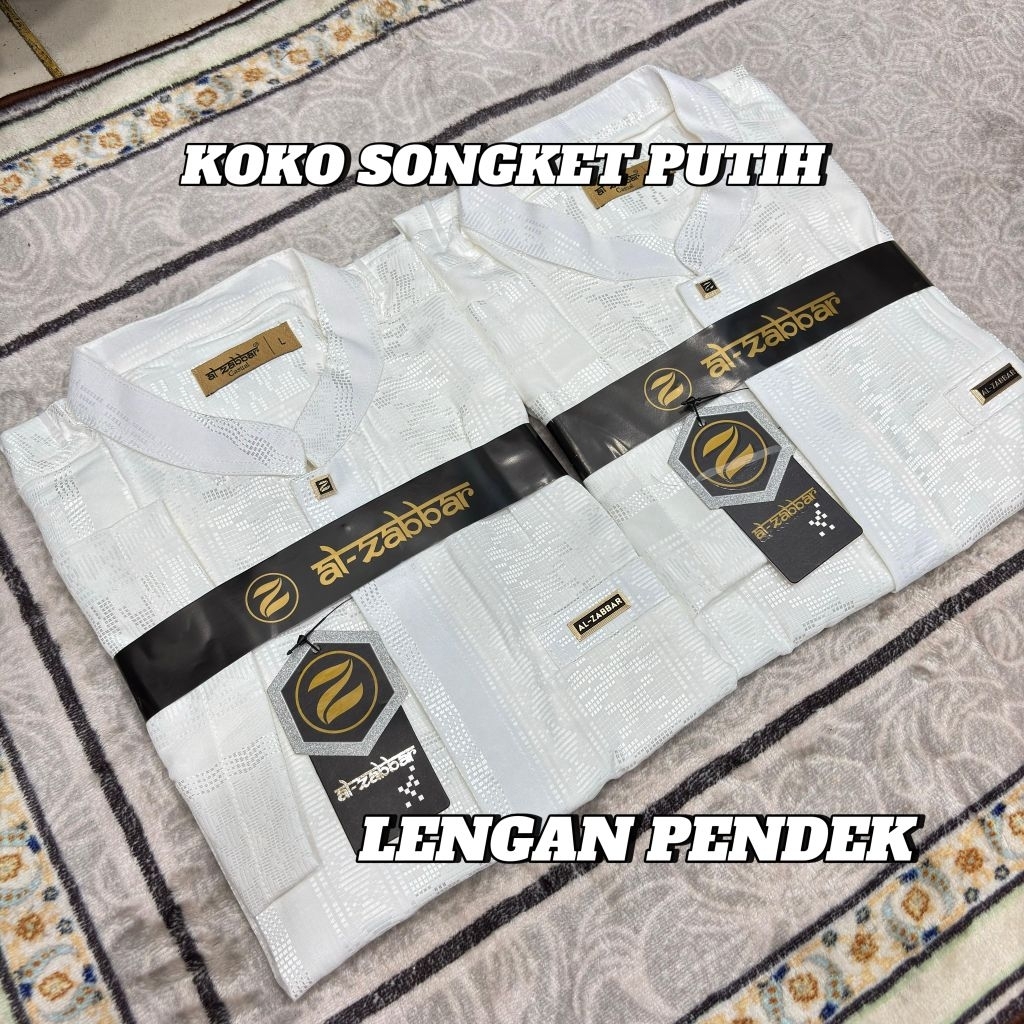 AL Zabbar-Koko Songket Putih Lengan Pendek