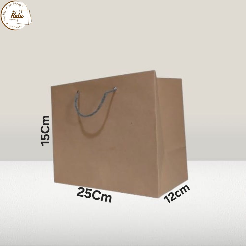 

Paperbag coklat murah/Tas kertas murah/Tas kertas Sablon/Tas kertas Custom murah uk 25x12x15
