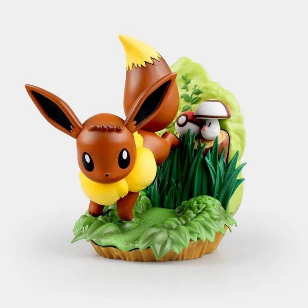 Action figure pokemon eevee premialive anime mainan pajanga miniatur