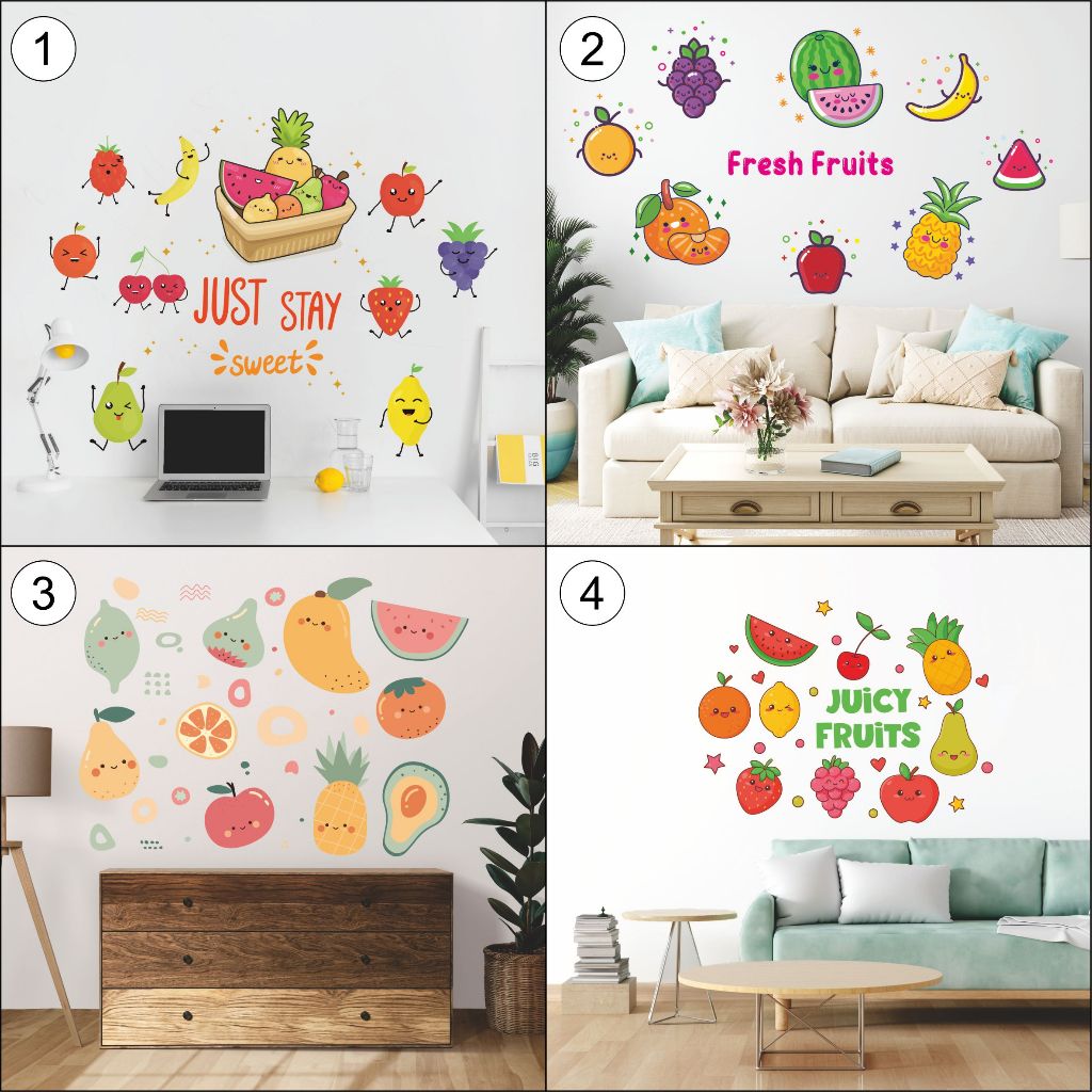 Semesta Wallstiker Ready Stok Motif Buah, Wallstiker Dinding Anak Langsung Kirim