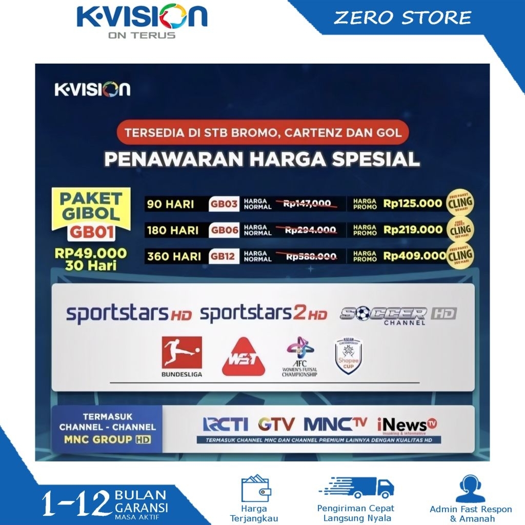Paket Gibol KVision Paket Bromo Cartenz Gardiner Optus LGSat K-Vision