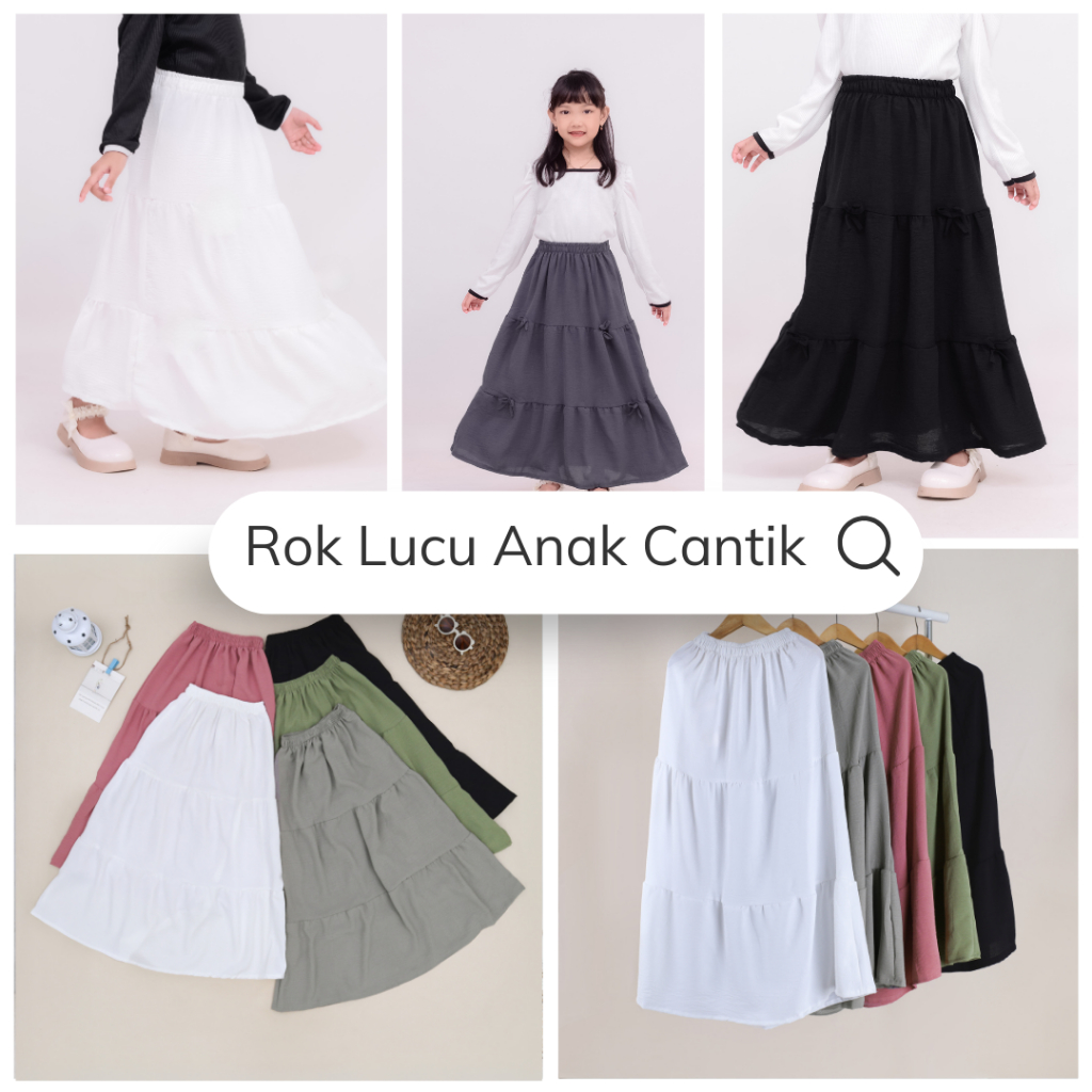 Rok Anak Perempuan Panjang Model Korea 3-10 Tahun | Bawahan Anak Perempuan | Rok Anak Cewek | Rok Ba