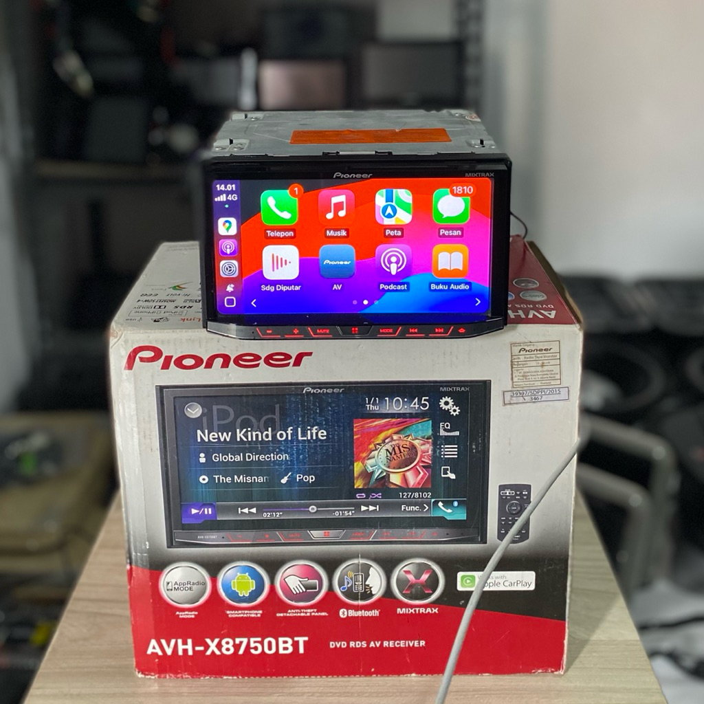 Head Unit double din Pioneer avh-x8750bt apple carplay dan android auto