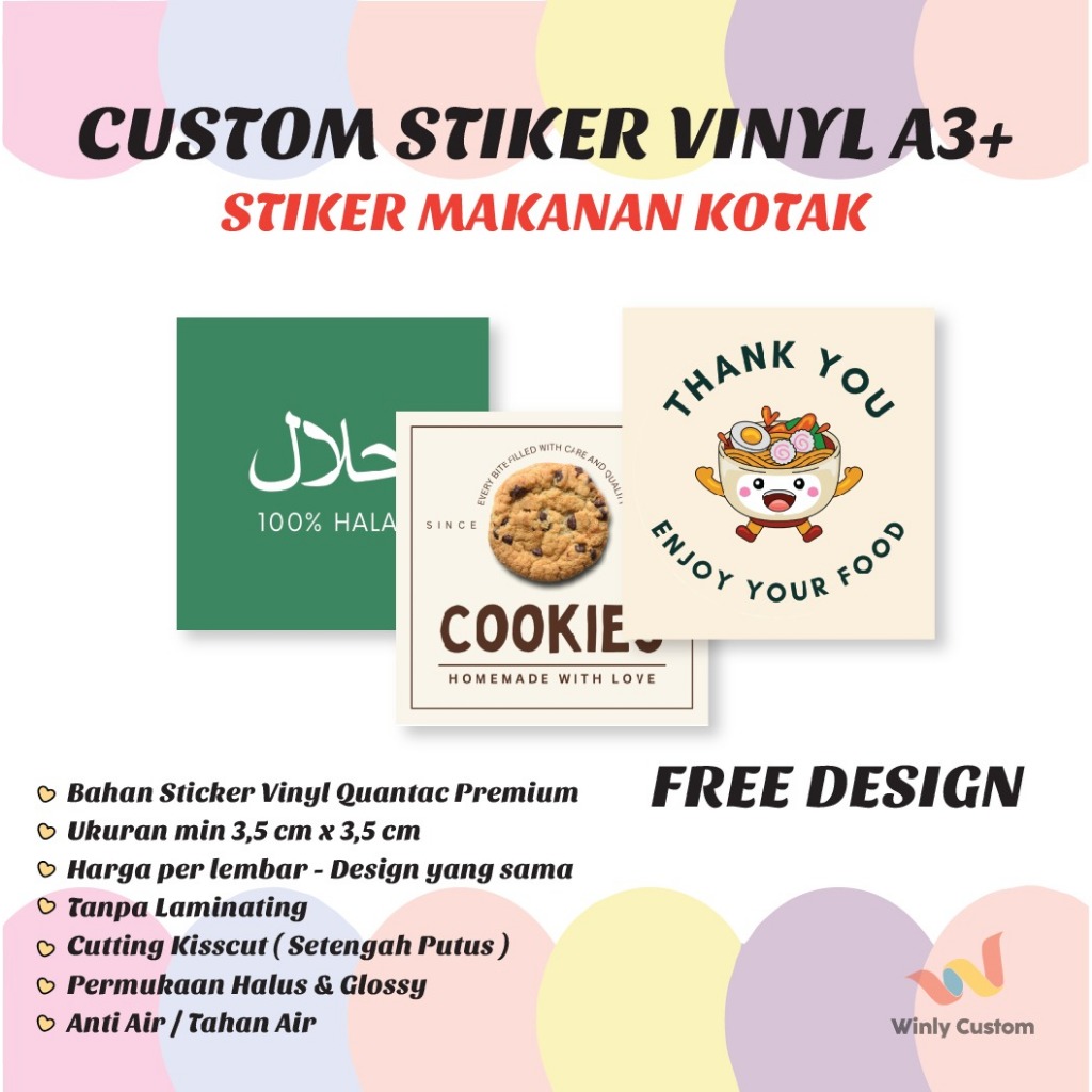 

Cetak Stiker Vinyl Kotak Logo Label Ulang Tahun Happy Birthday Custom Vinyl A3+ Print Sticker