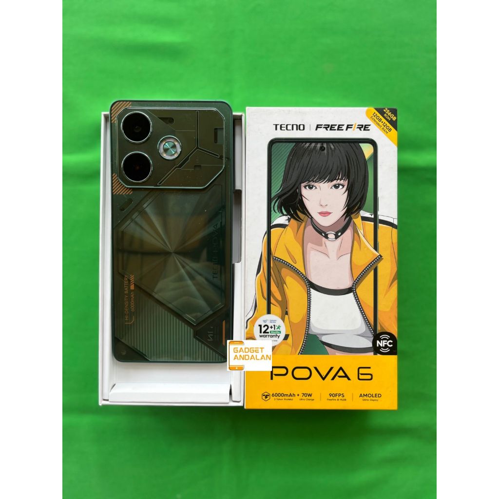 Tecno pova 6 12/256gb second fullset garansi
