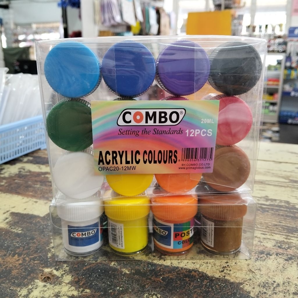 

COMBO Acrylic colours set 12 warna 20 ml Cat akrilik 20 ml cat lukis mewarnai