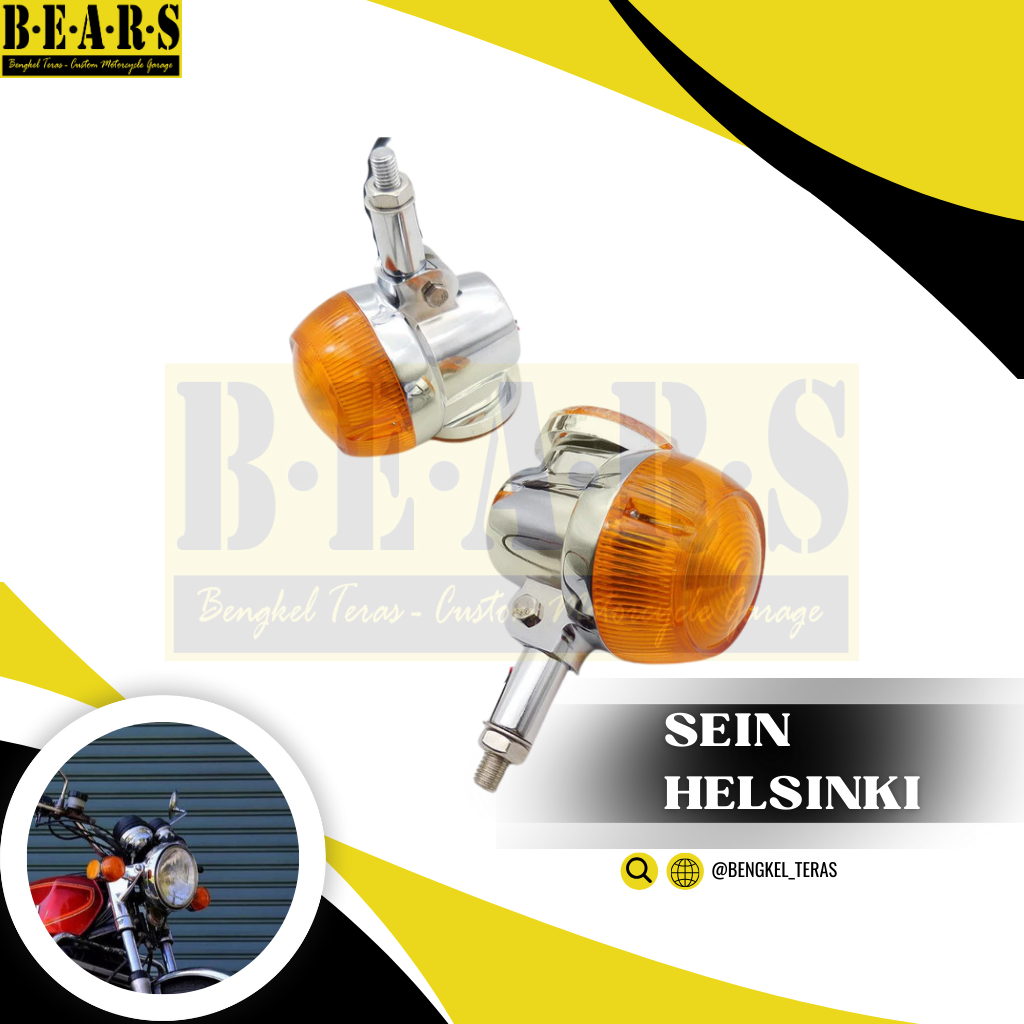 Lampu Sein Motor Helsinki Custom Model GT 380 550 750 Bulat Retro Universal Import