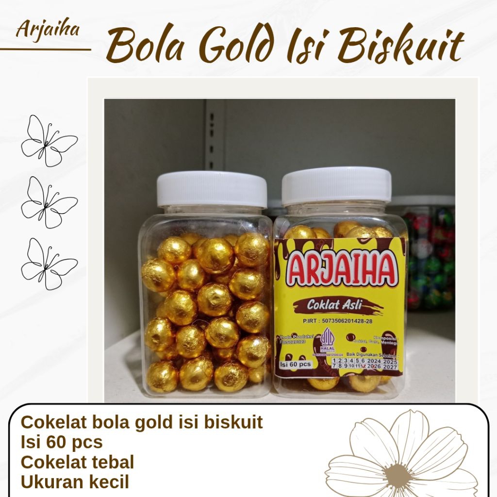 

Cokelat Bola Gold Isi Biskuit Toples Isi 60 Pcs