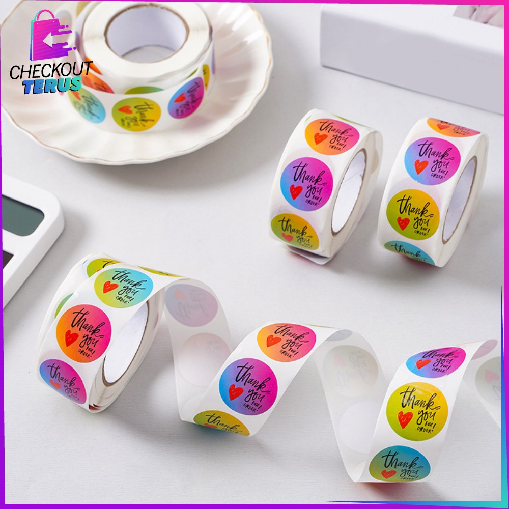 

CT C817 Sticker Thank You 1 Roll 500PCS Stiker Label Serbaguna Tulisan Segel Ucapan Terima Kasih Makanan Kemasan Packing Import