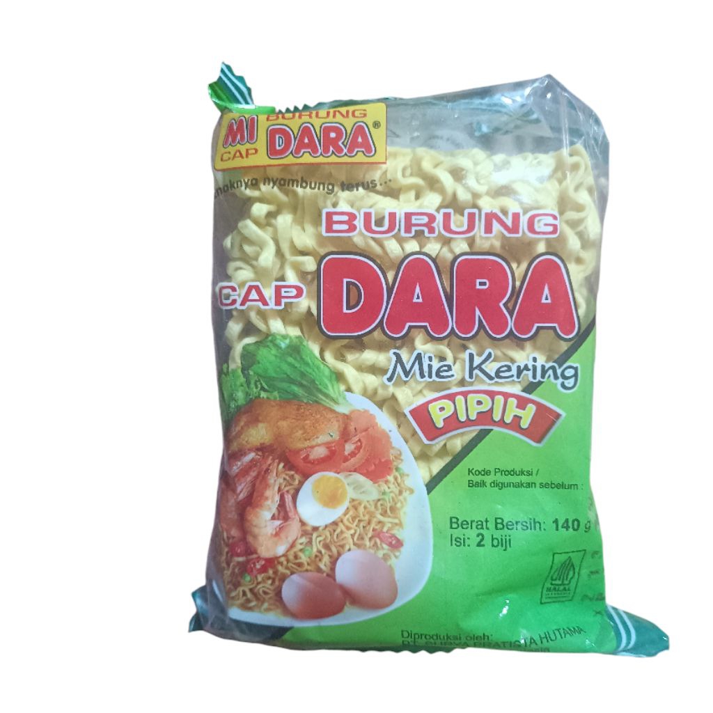 

Mie Mi Burung Cap Dara Pipih 140gr Isi 2 pcs Mie Kering