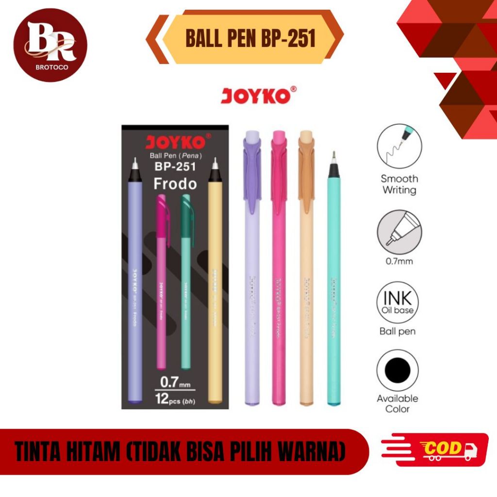 

[BROTOCO] Ball Pen Joyko BP-251 Hitam 0.7 mm - Pulpen Hitam