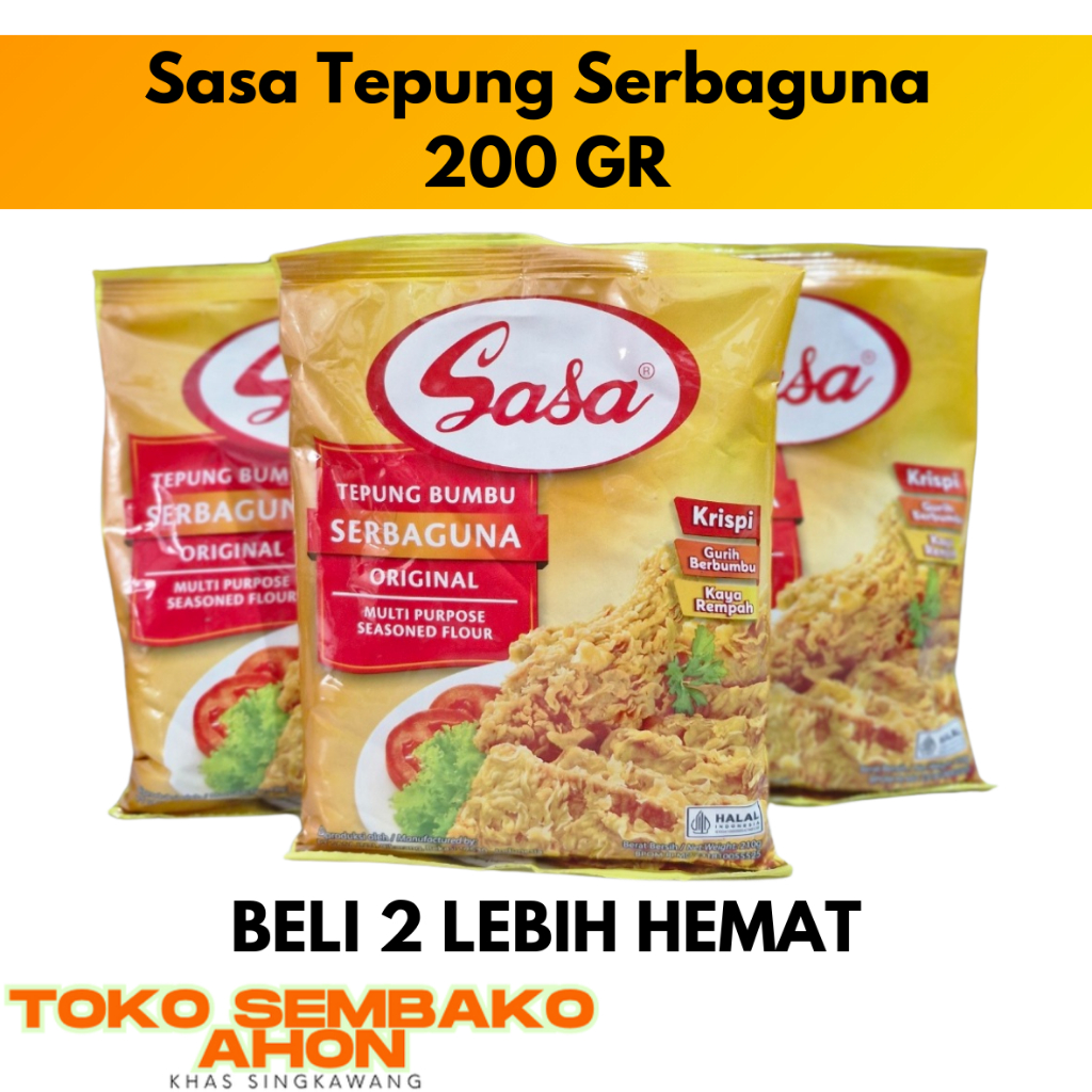 

Sasa Tepung Serbaguna 200 Gram / Tepung Bumbu Sasa 200gr / Tepung Serbaguna Goreng Krispi / Tepung Sasa Serba Guna