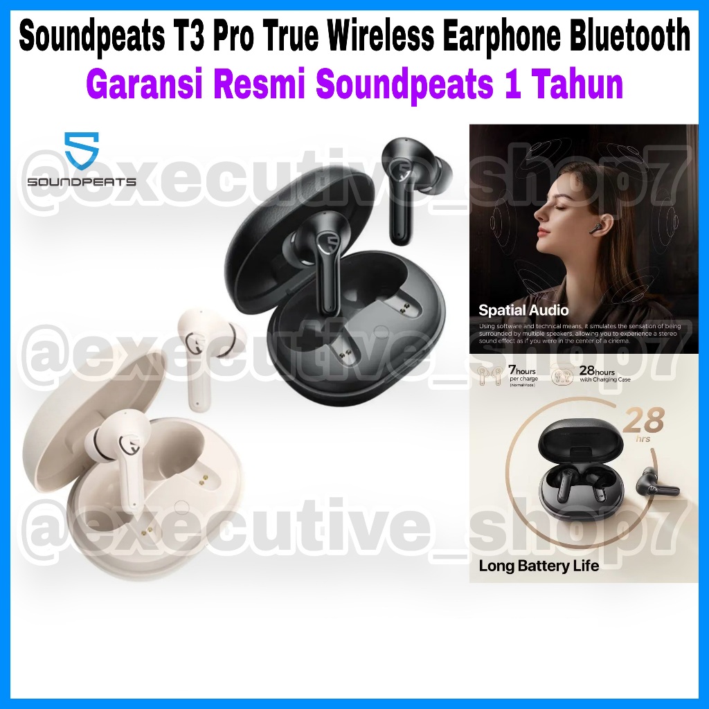 Soundpeats T3 Pro True Wireless Earphone Bluetooth - Garansi Resmi Soundpeats 1 Tahun