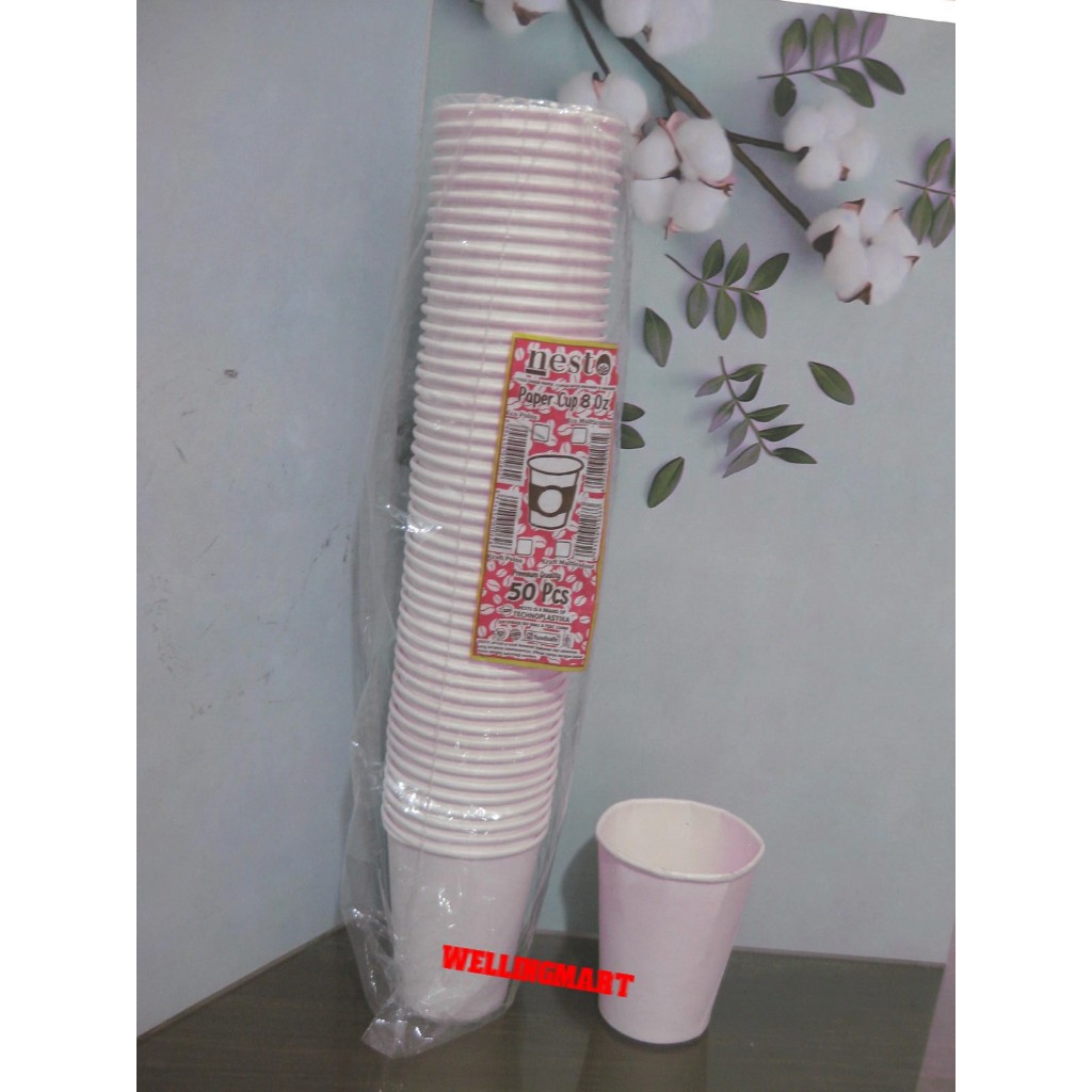 PAPER CUP GELAS KOPI 8 Oz WARNA PUTIH TAHAN PANAS CUP TEH, SUSU, MILO ISI 50PCS