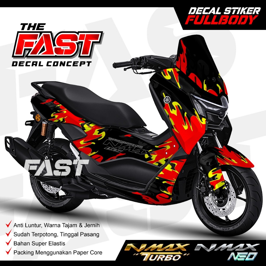 Decal Stiker Nmax Turbo/Neo New Fullbody RACING API TERBARU COD / Decal Nmax Turbo Full Body
