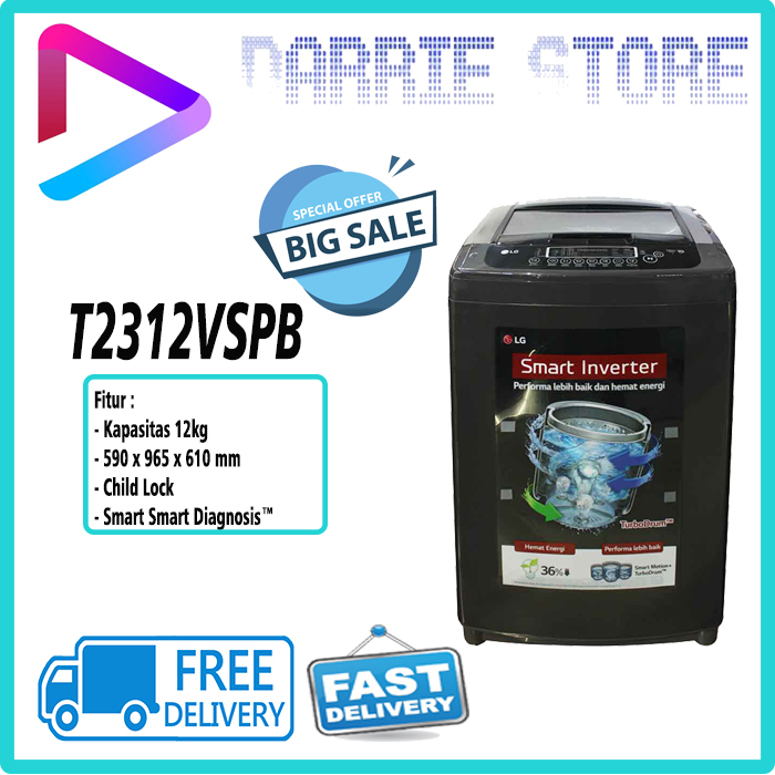 LG T2312VSPB MESIN CUCI TOP LOADING 12 KG T2312 2312VSPB