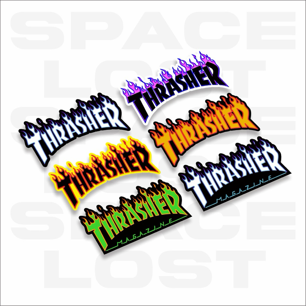 

STICKER THRASHER PREMIUM GRAFTAC LAMINASI GLOSY, STIKER HELM, STIKER LAPTOP