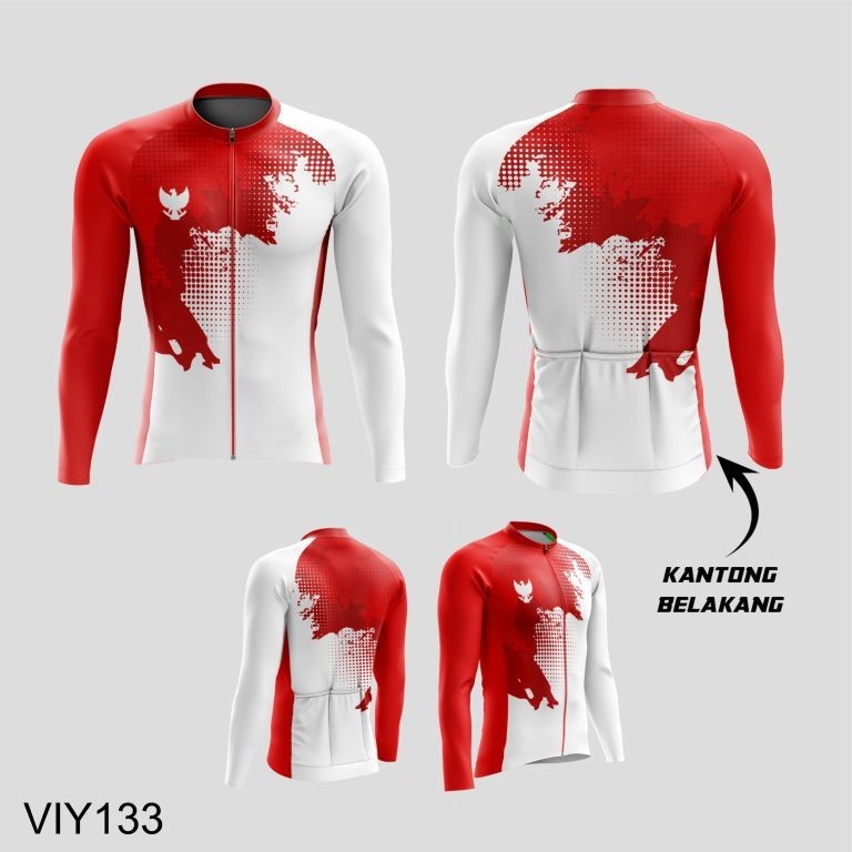 Jersey Sepeda Roadbike Indonesia Merah Putih Custom VIY133 KLAMBENS