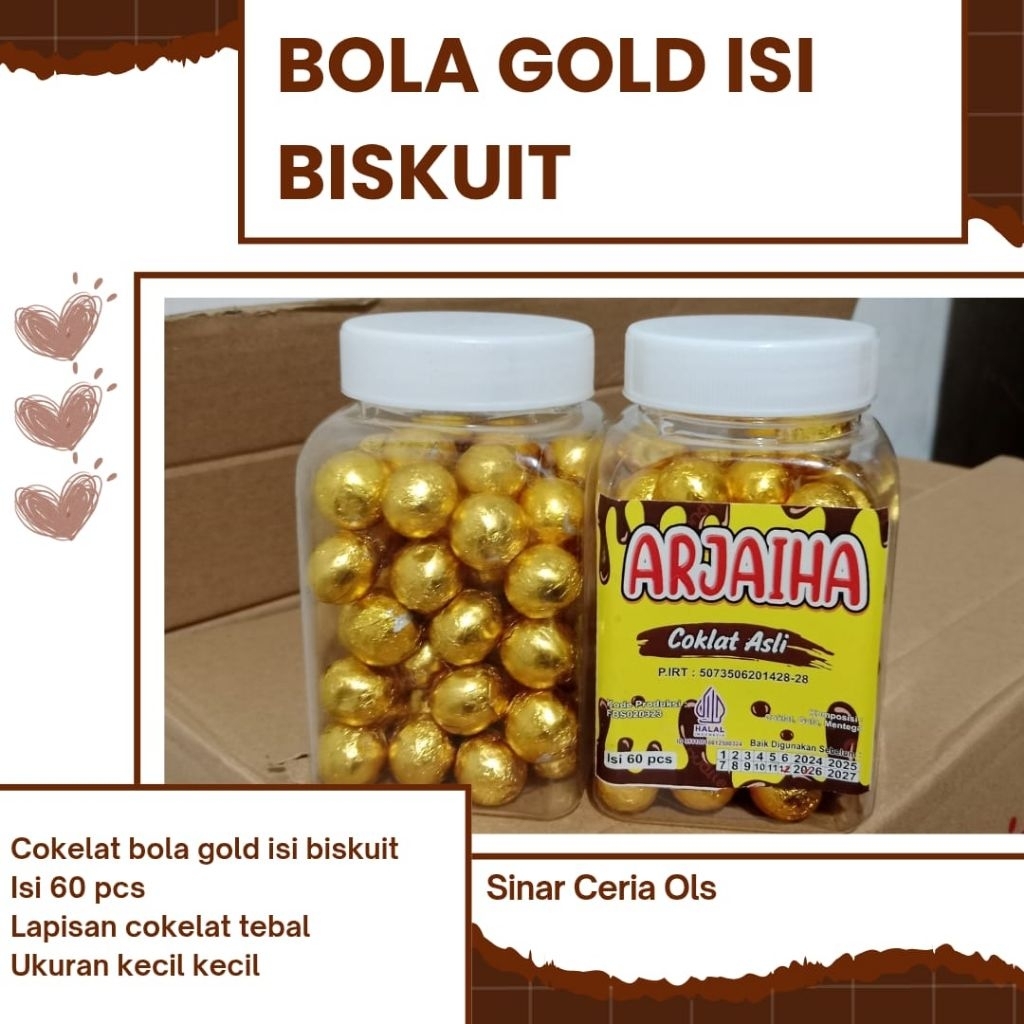 

Cokelat Bola Gold Isi Biskuit Toples Isi 60 Pcs