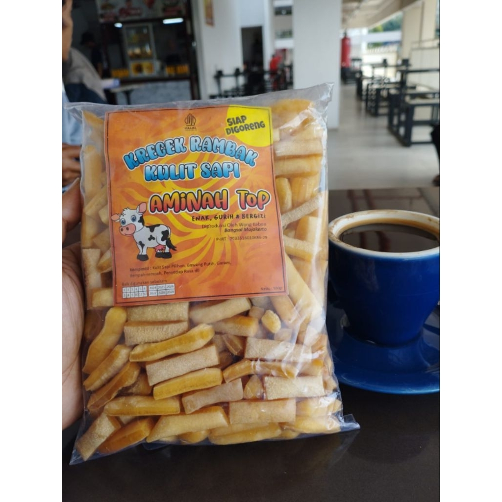 

Krecek rambak kulit sapi/krupuk kulit sapi/krupuk mentah varian kapsul 500gram