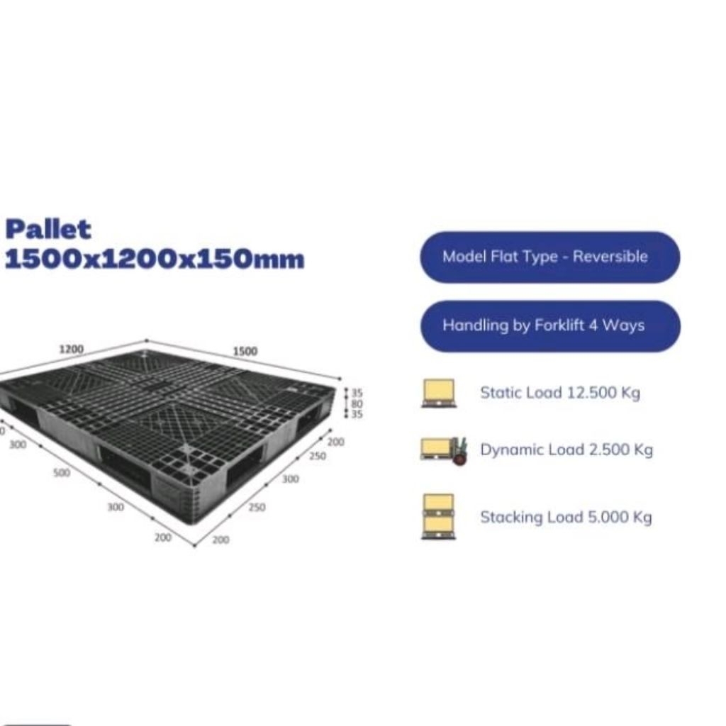 

Pallet Plastik Baru 1500 x 1200 x 150 mm