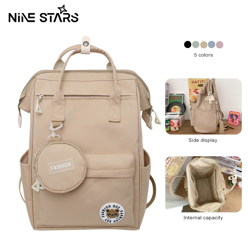 Nine stars Ransel Waterproof wanita kekinian Tas cewek Korean Style Backpack sekolah wanita