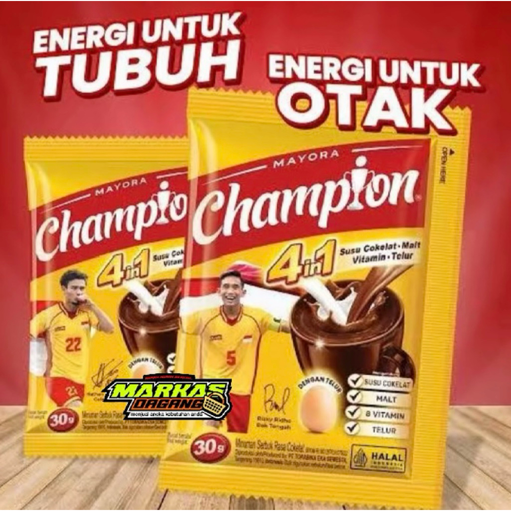 

susu CHAMPION 1 renceng isi 10 sachet. isih berat 30g