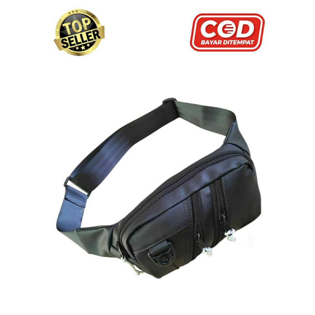 waitsbag pria - tas pinggang pria casual trend bahan bimo waterprof tali tebal - tas selempang pria 
