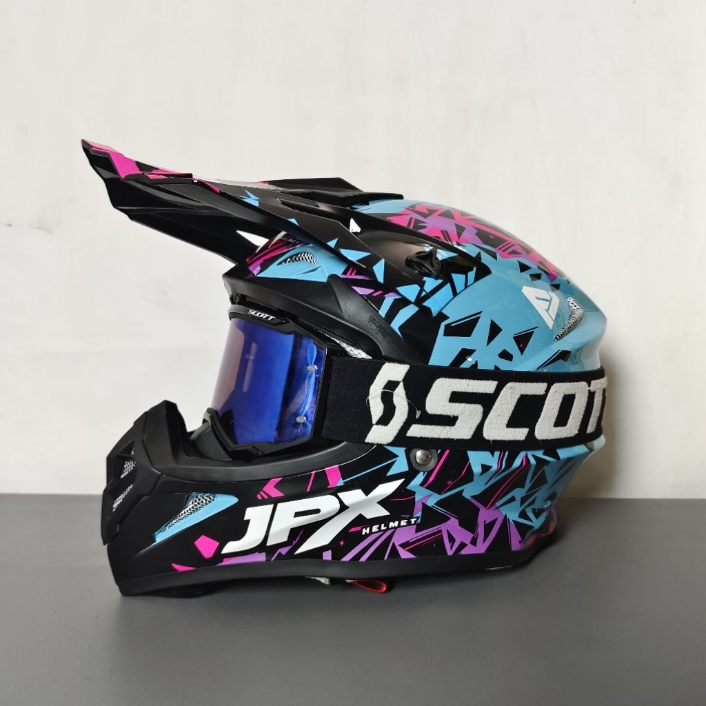 Helm Jpx Fox1 X33 Blue Glossy Helm Cross Trail Trabas