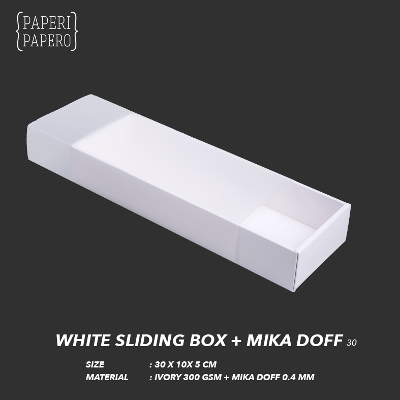 White Sliding Box (30 x 10 x 5 cm) - Kotak Laci Geser Slide