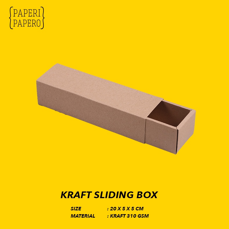 

Kraft Sliding Box (20 x 5 x 5 cm) - Kotak Laci Geser Slide (5 Pcs)