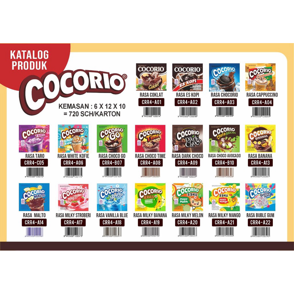 1 Pack (12 rtg) COCORIO Minuman Serbuk Rasa Coklat dan Buah