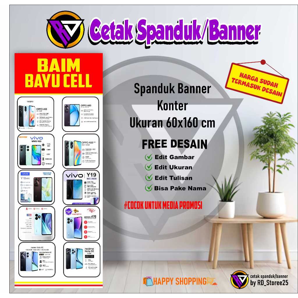 Spanduk Banner Konter Ukuran 60x160 cm