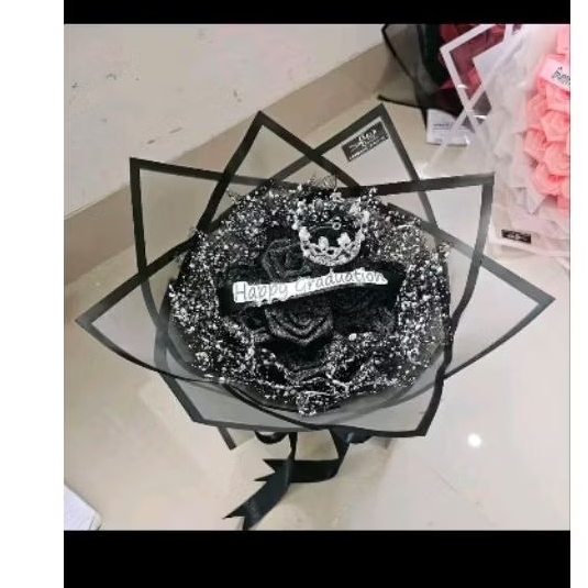 

(COD )buket pita satin acc Glitter+ mahkota+ kupu-kupu pemekingan aman