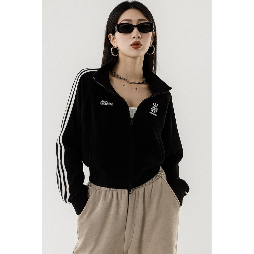 Sweater Jaket Crop Zipper Wanita Korean Anyone Changes L