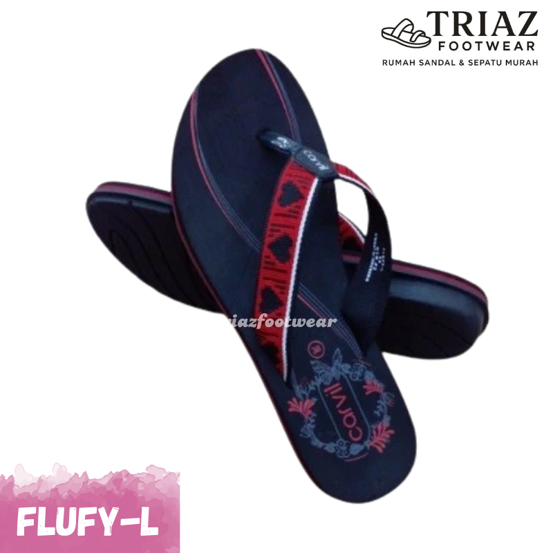 Carvil Sandal Wanita FLUFY-L Sendal Jepit Flat Teplek Dewasa Remaja Spons Original