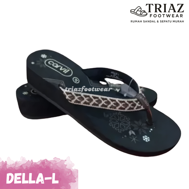 Carvil Sandal Wanita DELLA-L Sendal Wedges Jepit Spons Dewasa Remaja Anti Slip Murah Original